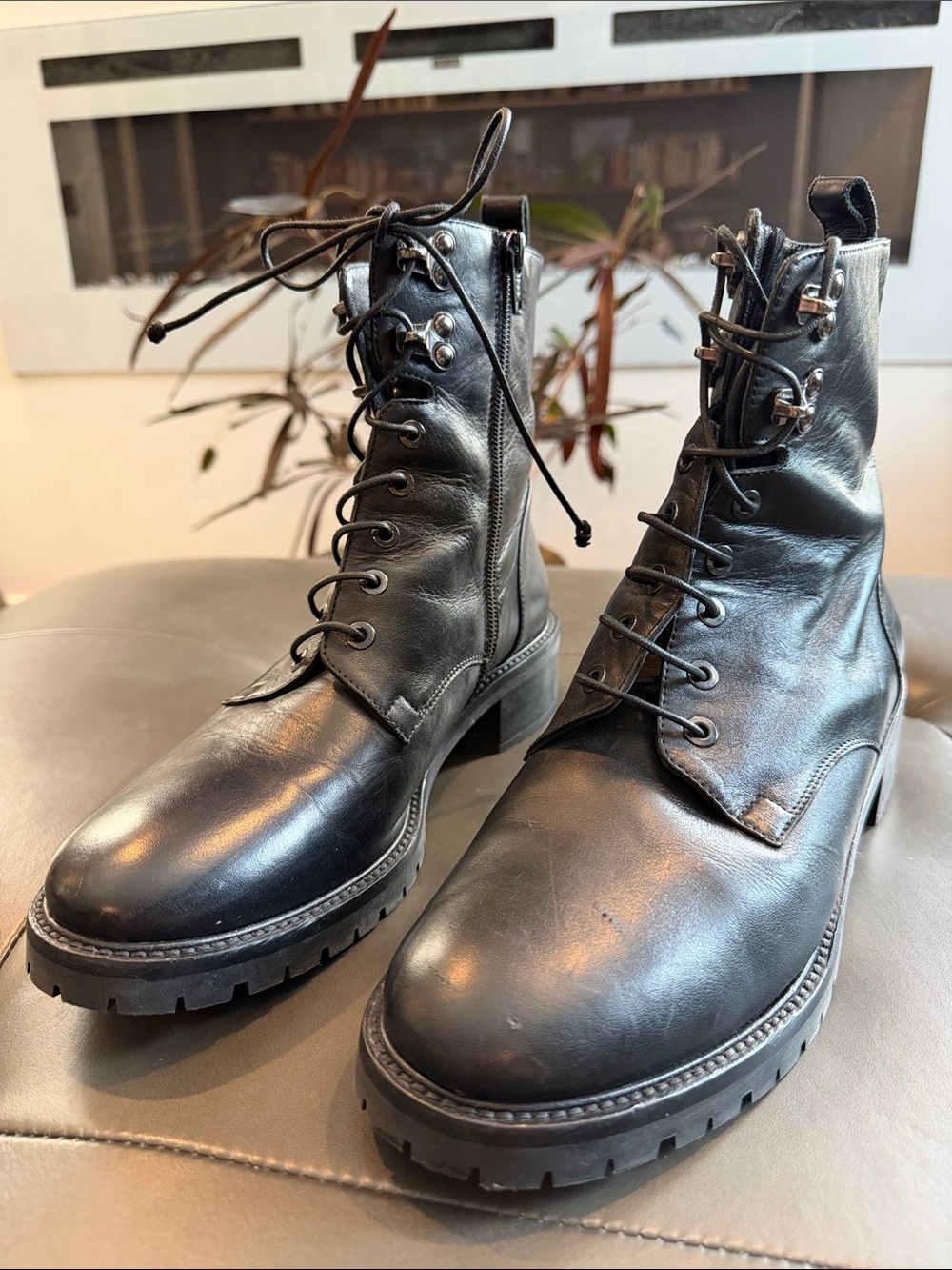 Napoleoni Leather Lace-Up Combat Boots - Women's